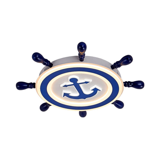 Rudder Metallic Ceiling Lamp - 21.5’/25.5’ Wide Led Blue Flush Mount Children Style Light Fixture