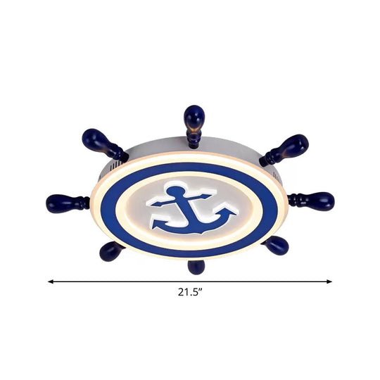 Rudder Metallic Ceiling Lamp - 21.5’/25.5’ Wide Led Blue Flush Mount Children Style Light Fixture