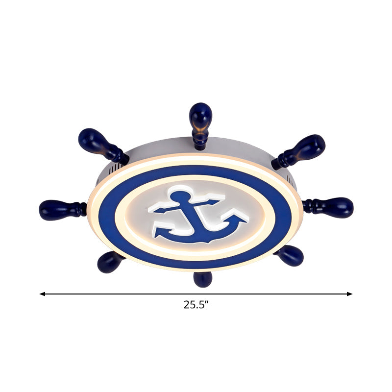 Rudder Metallic Ceiling Lamp - 21.5’/25.5’ Wide Led Blue Flush Mount Children Style Light Fixture