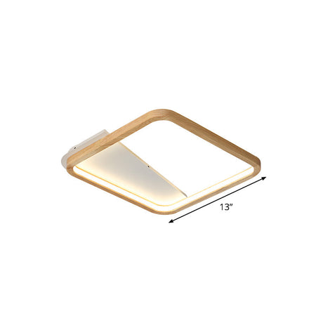 Beige Wood Frame Led Ceiling Fixture Flush Mount Multiple Length Options
