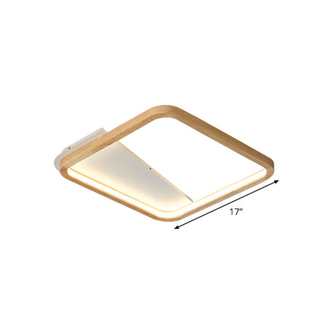 Beige Wood Frame Led Ceiling Fixture Flush Mount Multiple Length Options