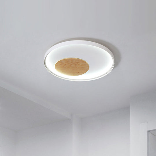 12’/16’/19.5’ Simple Led Ceiling Flush Mount Light Fixture - Black/White Circular Design With