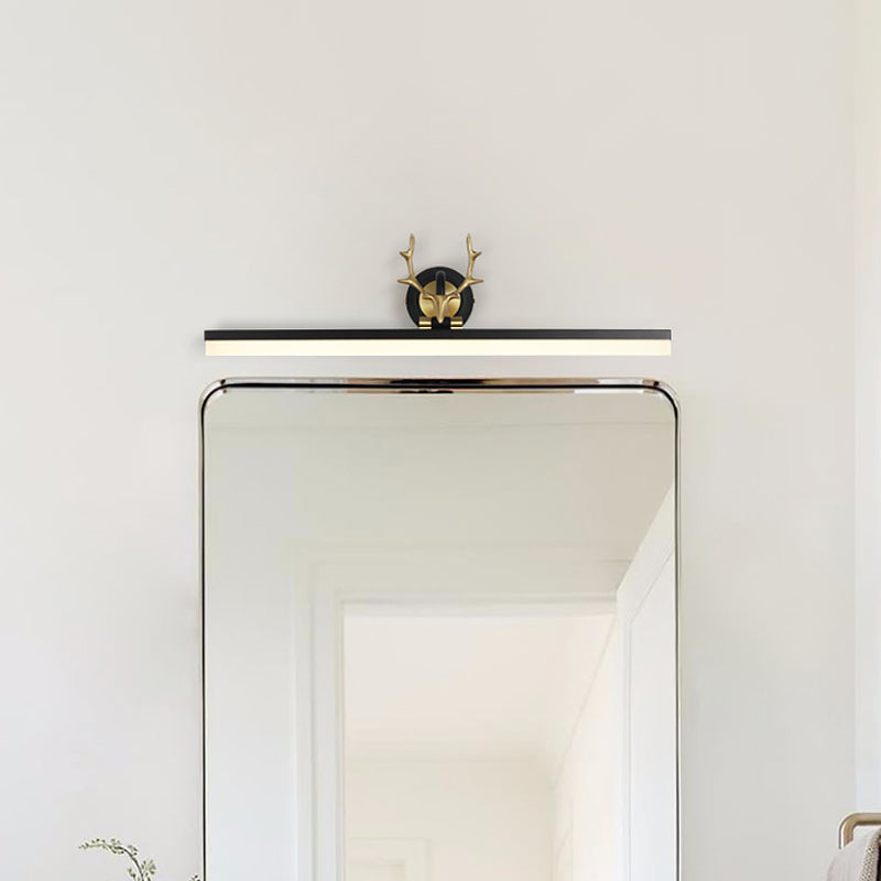 Sleek Led Antler Wall Mount Lamp With Acrylic Shade In Warm/White Light - Black Linear Vanity