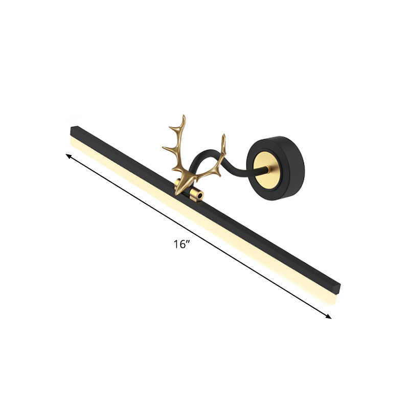 Sleek Led Antler Wall Mount Lamp With Acrylic Shade In Warm/White Light - Black Linear Vanity