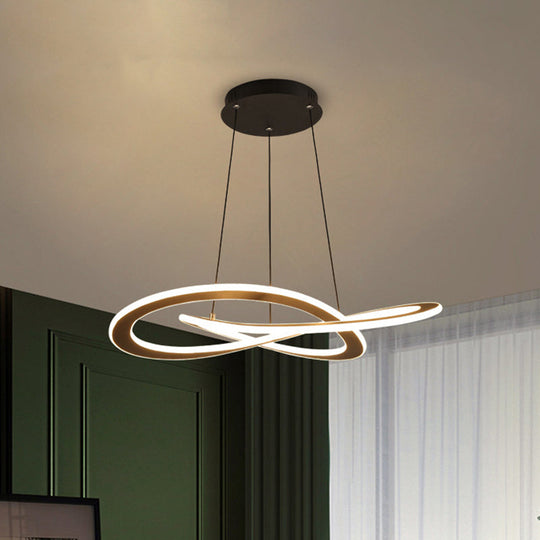 Modern Metal Pendant Chandelier - Knotting Circular Design Warm/White Light Hanging Ceiling Lamp