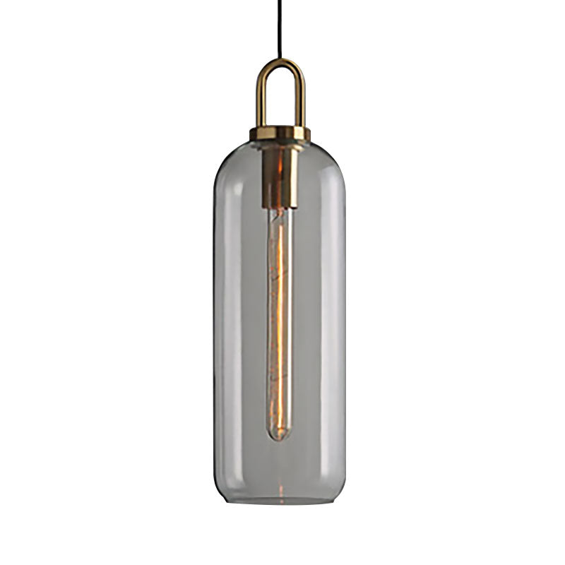 Modern Pendant Light For Dining Room - Clear/Smoky Glass Shade 1 5/6 Wide