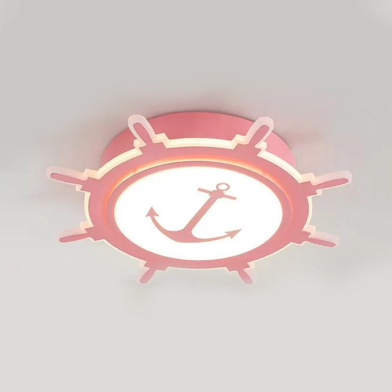 Colorful Cartoon Rudder Led Ceiling Lamp For Girls Bedroom Pink / 16.5