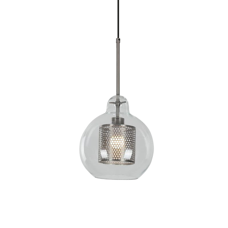 Contemporary Clear Glass Orb Pendant Light For Dining Room