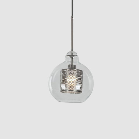 Contemporary Clear Glass Orb Pendant Light For Dining Room