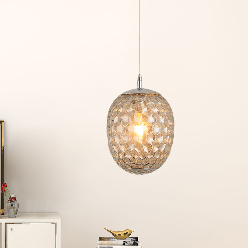 Modern Pineapple Shaped Pendant Light With Hammered Glass Dining Table Lighting