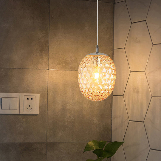 Modern Pineapple Pendant Light With Hammered Glass - Perfect For Dining Table 1 Head