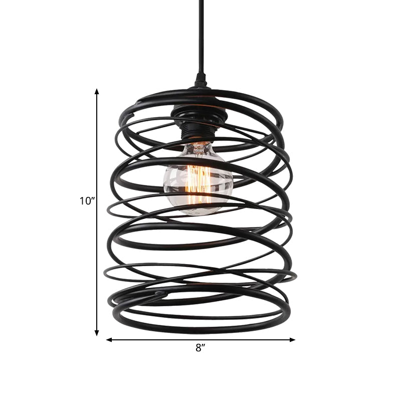 Swirl Shade Pendant Lighting - Industrial Style Metal Ceiling Light Fixture With Ribbon Design In