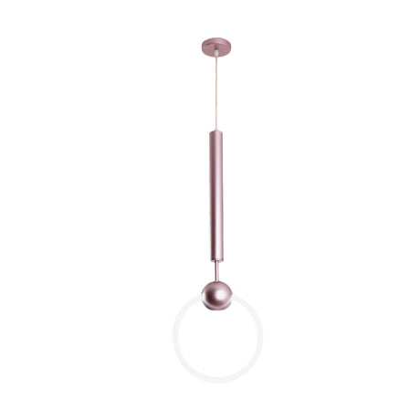 Modern Flute & Ring Pendant Light Macaron Style For Bedroom Metal Construction Single Head Hanging
