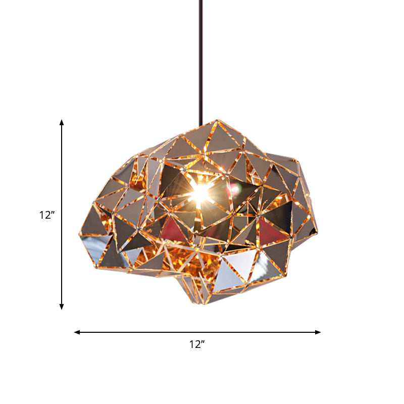 Irregular Polyhedron Pendant Light - Modern Metal Lamp For Dining Table