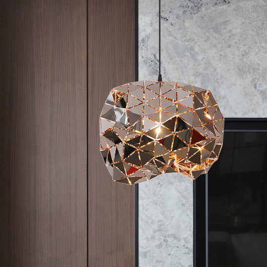Irregular Polyhedron Pendant Light - Modern Metal Lamp For Dining Table