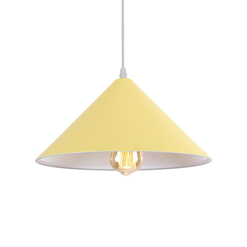 Macaron Style Metallic Pendant Light Fixture - Conic Shade Coffee Shop Ceiling Lamp (1 Bulb