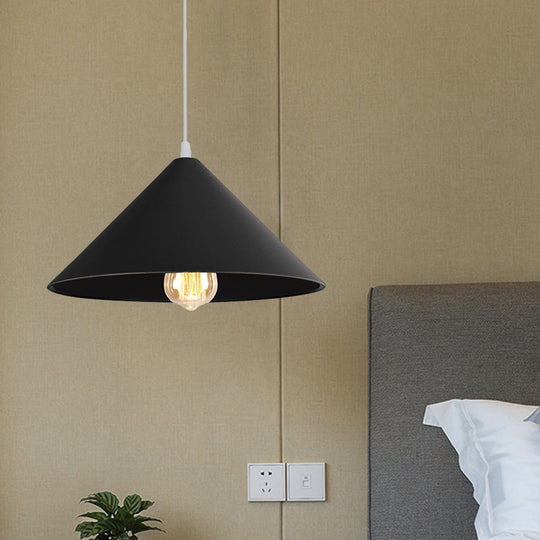 Metallic Macaron Style Pendant Light Fixture For Coffee Shops With Conic Shade Single Bulb In