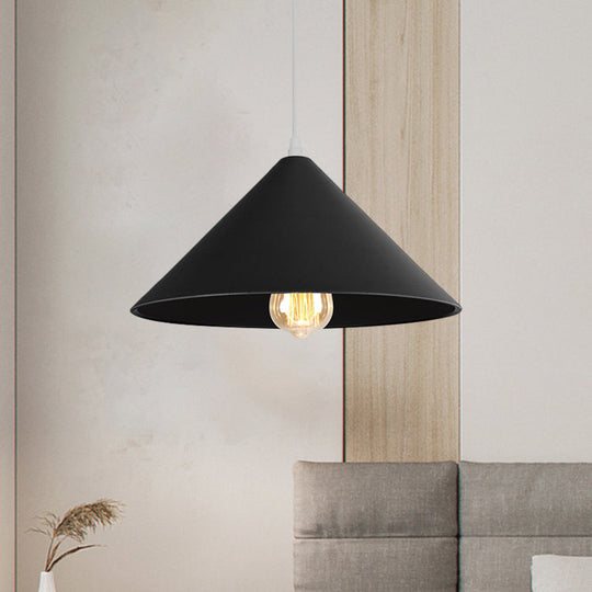 Metallic Macaron Style Pendant Light Fixture For Coffee Shops With Conic Shade Single Bulb In