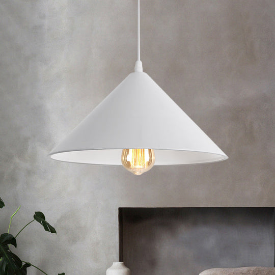 Macaron Style Metallic Pendant Light Fixture - Conic Shade Coffee Shop Ceiling Lamp (1 Bulb