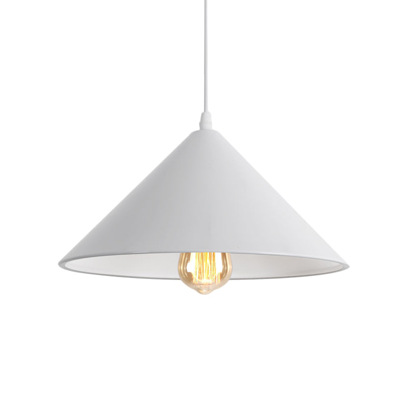 Macaron Style Metallic Pendant Light Fixture - Conic Shade Coffee Shop Ceiling Lamp (1 Bulb