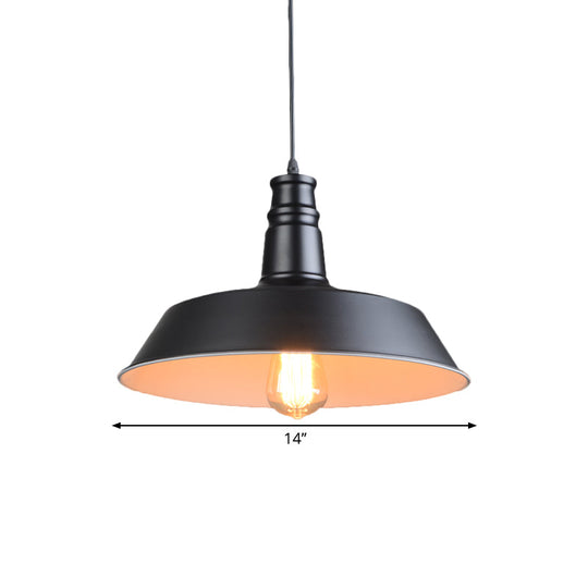 Barn Kitchen Suspension Light - 10’/14’ Diameter Industrial-Style Metallic Pendant With 1 Head