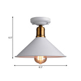 Conic Semi-Flush Mount Vintage Light - Stylish Black/White Metallic Ceiling Lighting