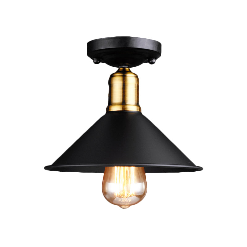 Conic Semi - Flush Mount Vintage Light - Stylish Black/White Metallic Ceiling Lighting