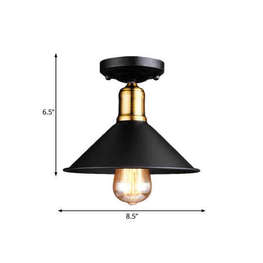 Conic Semi - Flush Mount Vintage Light - Stylish Black/White Metallic Ceiling Lighting