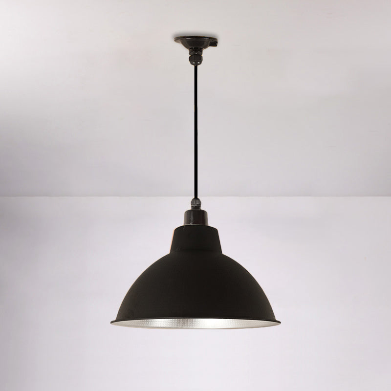 Retro Metallic Hanging Lamp - Stylish 1 Bulb Black/White Ceiling Fixture For Bowl Coffee Shop