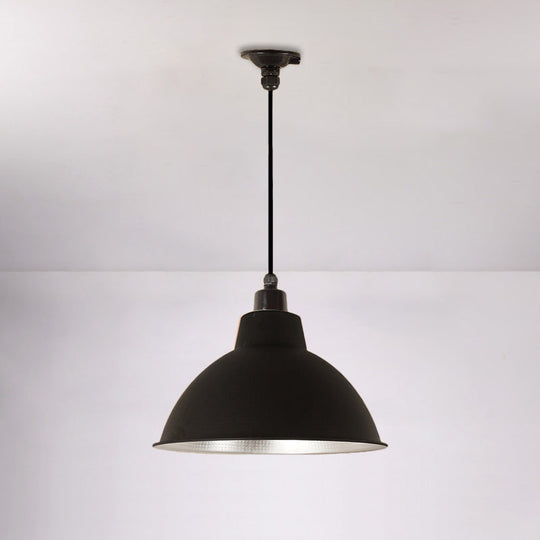 Retro Metallic Hanging Lamp - Stylish 1 Bulb Black/White Ceiling Fixture For Bowl Coffee Shop