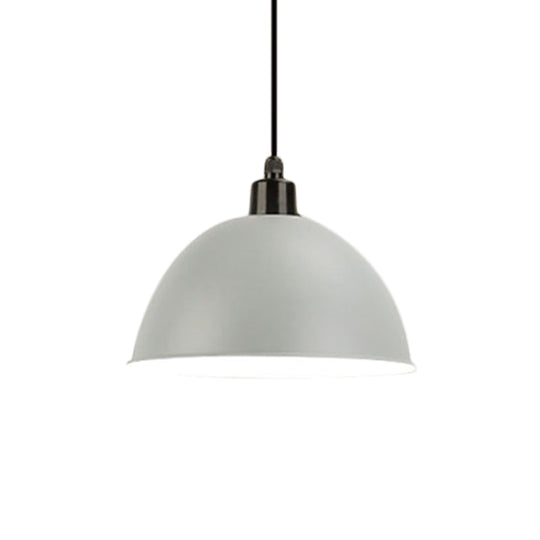 Metal Black/Gray Suspension Pendant Light 1-Bulb Industrial Dome Shade For Dining Room 12’/14’ W
