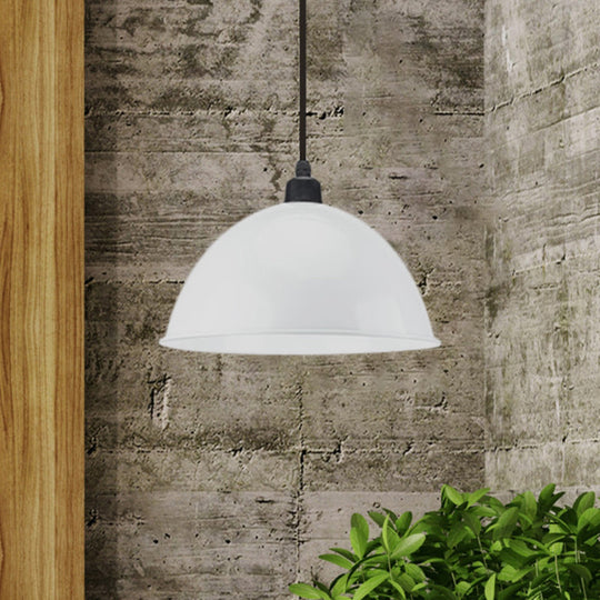 Industrial Style Metal Suspension Lamp With Dome Shade - Black/Gray 1 Bulb Pendant Light For Dining