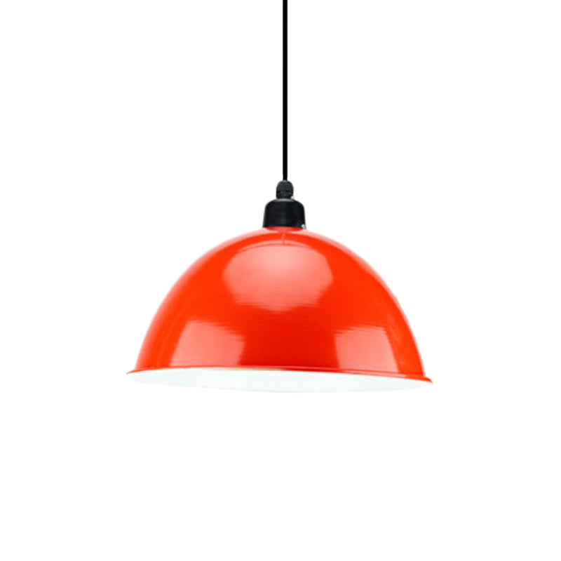 Metal Black/Gray Suspension Pendant Light 1-Bulb Industrial Dome Shade For Dining Room 12’/14’ W