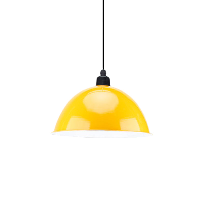 Metal Black/Gray Suspension Pendant Light 1-Bulb Industrial Dome Shade For Dining Room 12’/14’ W