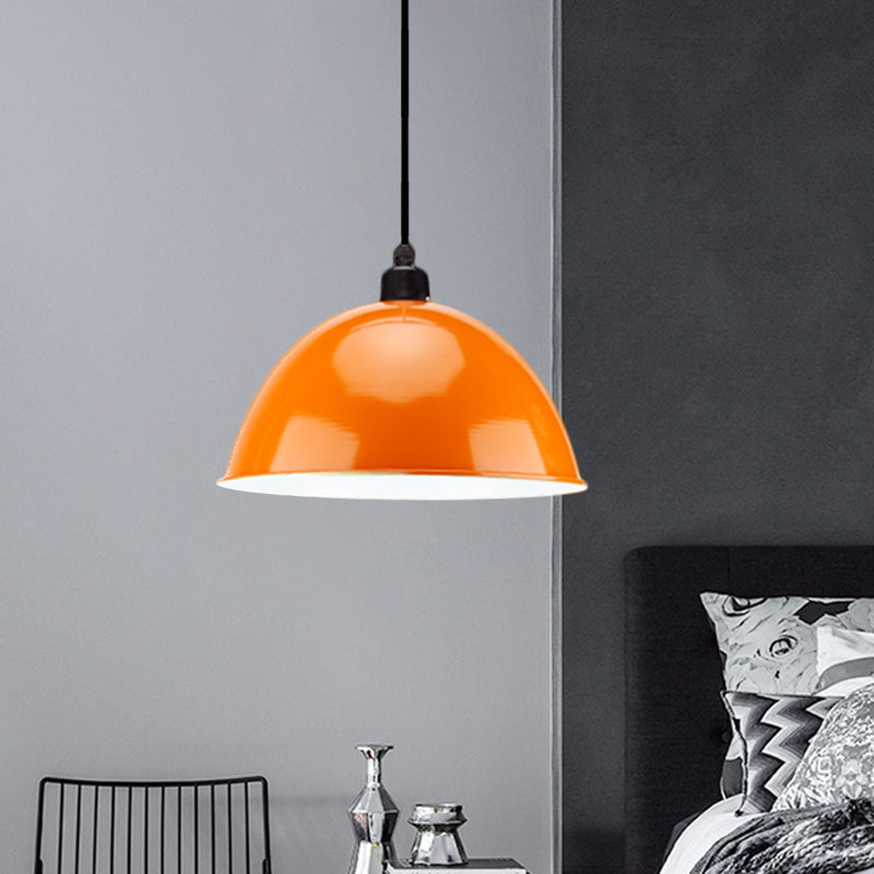 Industrial Style Metal Suspension Lamp With Dome Shade - Black/Gray 1 Bulb Pendant Light For Dining