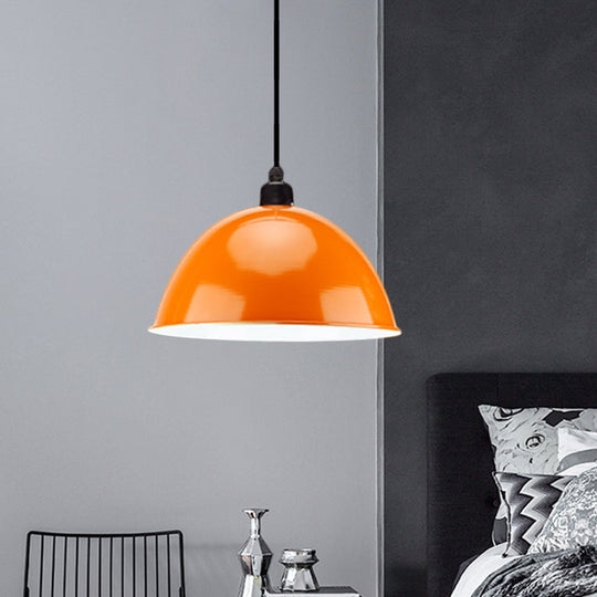 Industrial Style Metal Suspension Lamp With Dome Shade - Black/Gray 1 Bulb Pendant Light For Dining