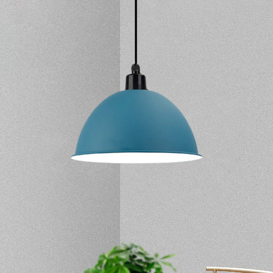 Industrial Style Metal Suspension Lamp With Dome Shade - Black/Gray 1 Bulb Pendant Light For Dining