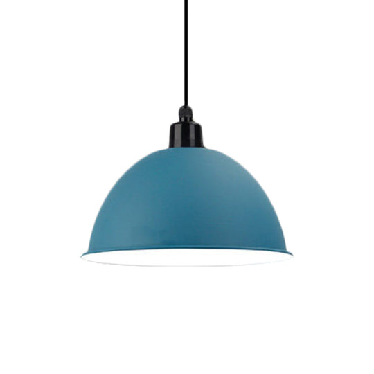 Industrial Style Metal Suspension Lamp With Dome Shade - Black/Gray 1 Bulb Pendant Light For Dining