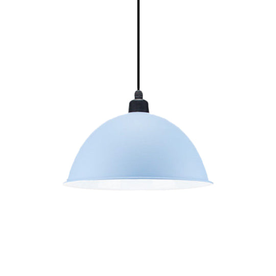 Industrial Style Metal Suspension Lamp With Dome Shade - Black/Gray 1 Bulb Pendant Light For Dining