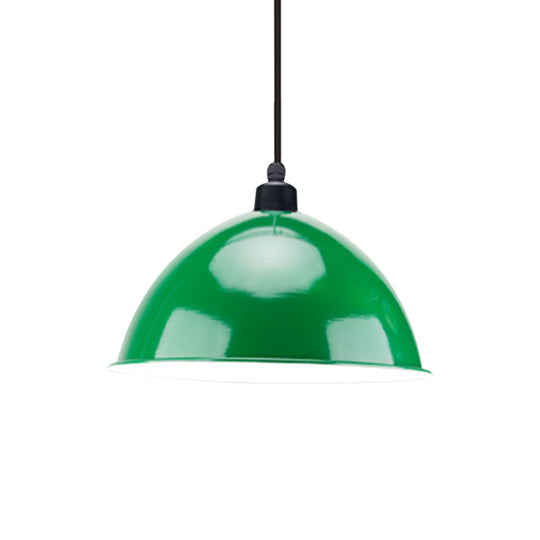 Industrial Style Metal Suspension Lamp With Dome Shade - Black/Gray 1 Bulb Pendant Light For Dining