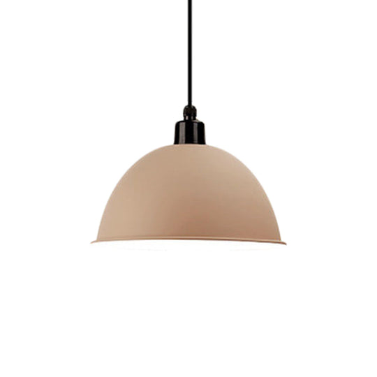 Industrial Style Metal Suspension Lamp With Dome Shade - Black/Gray 1 Bulb Pendant Light For Dining