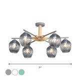 Modern Modo Pendant Chandelier - Smoke Gray Glass 3/6 Light Fixture For Living Room