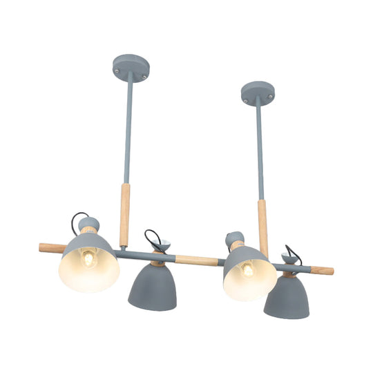 Green/Grey/White Metal Dome Shade Island Chandelier - Nordic Style Pendant Lamp With 4 Heads