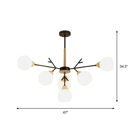 Contemporary Branch Chandelier With Opal Glass Shades - 7/13 Lights For Restaurant Ceiling