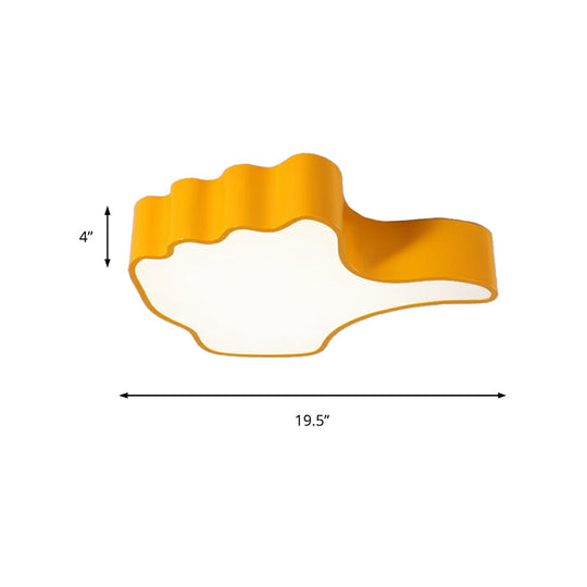 Modern Yellow Thumbs-Up Acrylic Flush Ceiling Light For Child’s Bedroom