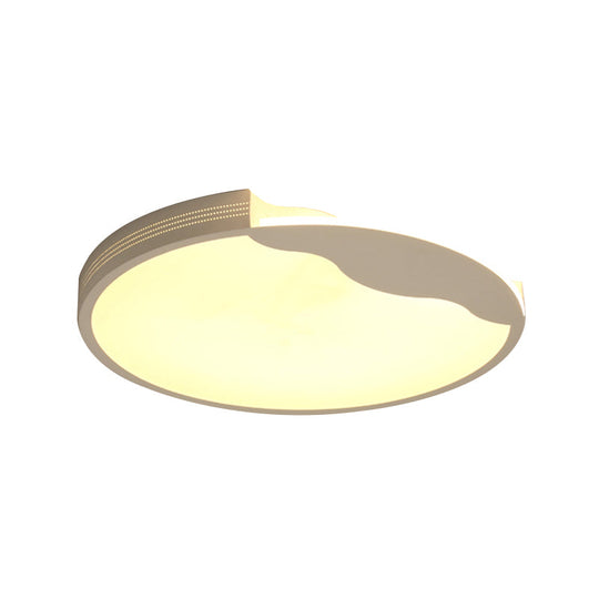 Modern White Led Flush Mount Ceiling Light Fixture With Acrylic Shade – Warm/White Lighting