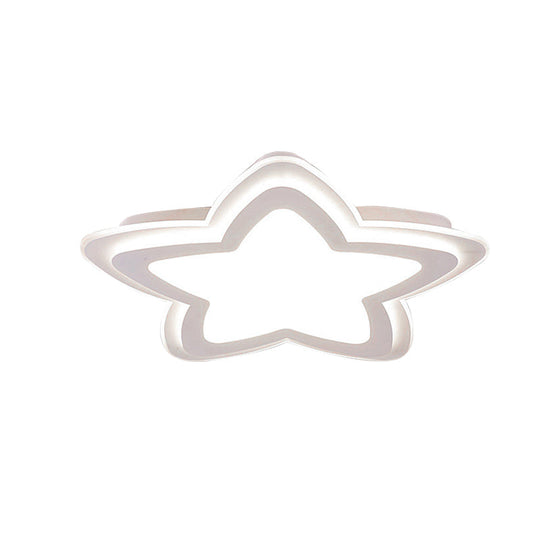 Star-Shaped Acrylic Flush Mount Light For Childs Bedroom With Simple White Style