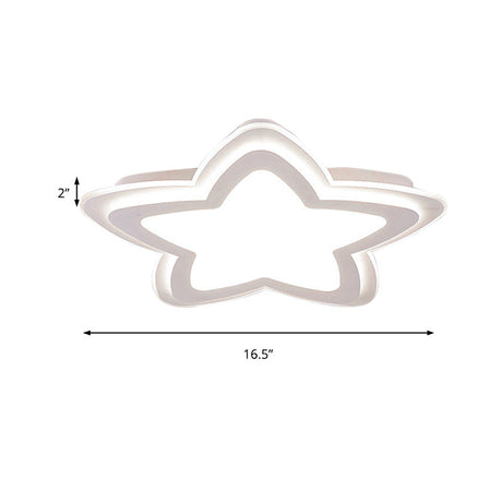 Star-Shaped Acrylic Flush Mount Light For Childs Bedroom With Simple White Style