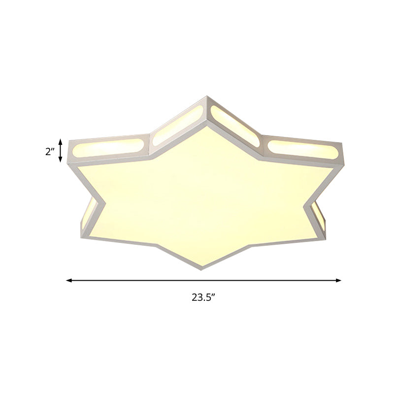 Modern White Hexagonal Star Flush Mount Ceiling Light For Living Room - Acrylic