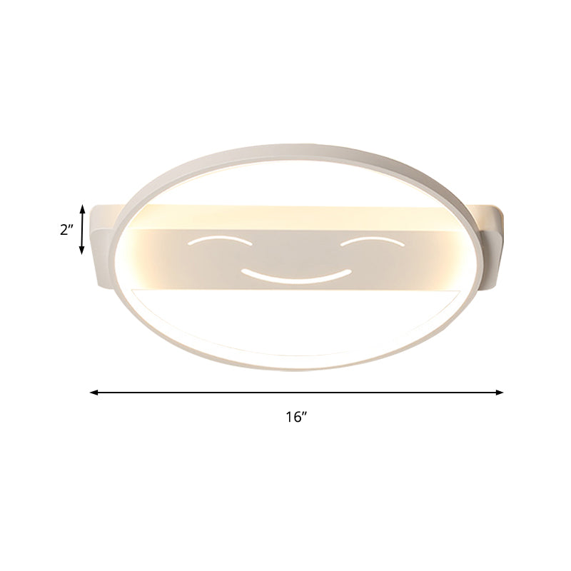 White Acrylic Smiling Face Ceiling Lamp: Contemporary Flush Mount Light For Dining Room